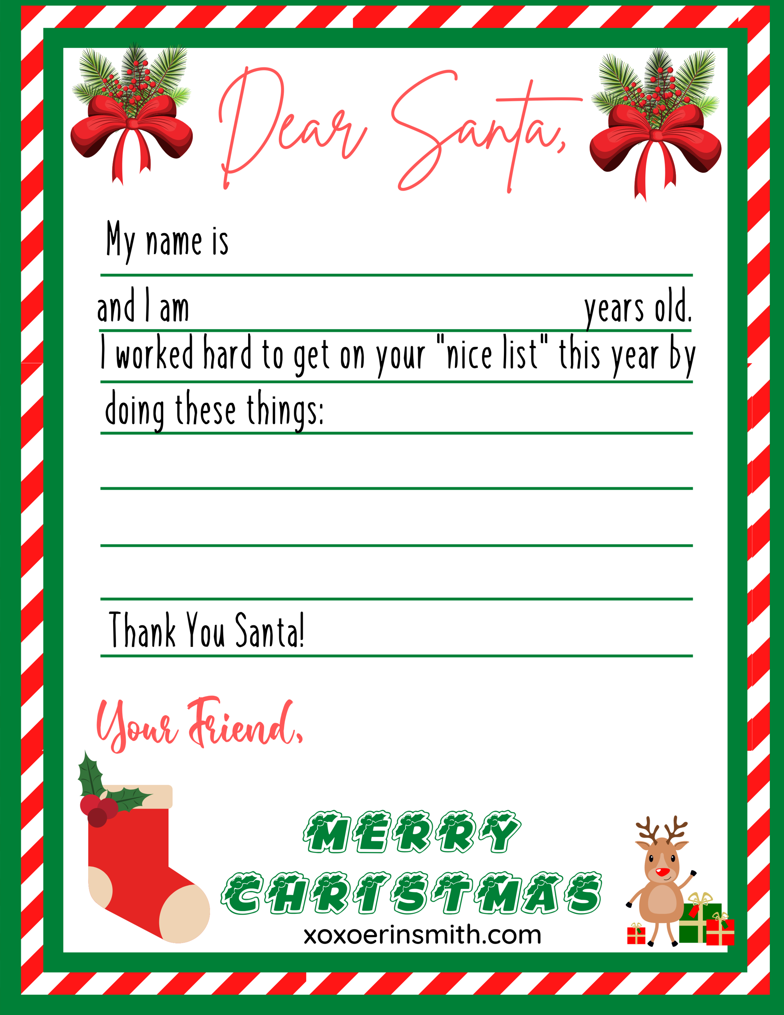 Santa list printable deals